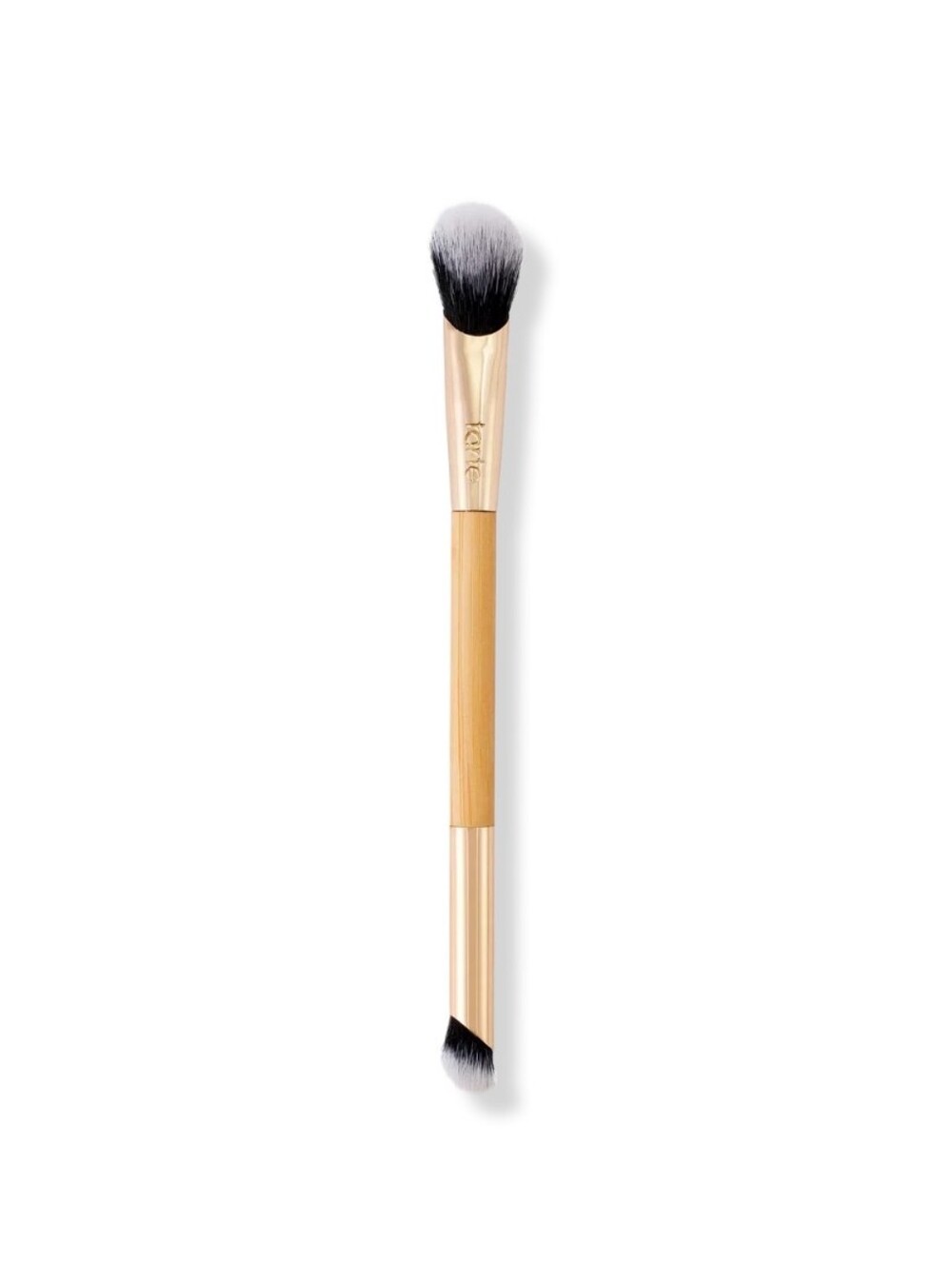 TARTE PAW & PERFECT DUAL-ENDED FACE BRUSH WITH BAMBOO HANDLE.